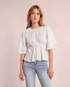 Женская блузка с рукавами-бабочками из ажурной ткани Molly Bracken, цвет Crudo