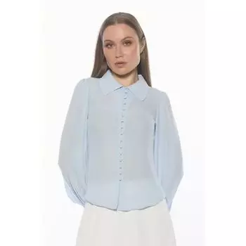 Женская блузка с рукавами-блузонами и застежкой на пуговицы Alexia Admor, цвет halogen blue