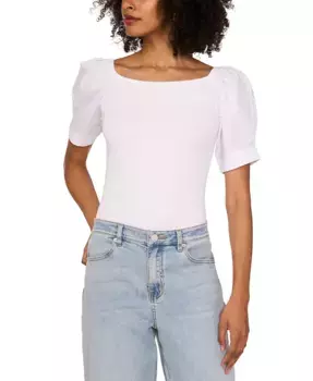 Женская блузка с рукавами-фонариками и комбинированными материалами 1.STATE, белый