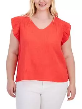 Женская блузка с рукавами-крылышками и жатым эффектом Style & Co., цвет tropical punch