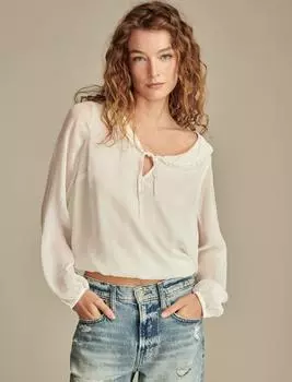 Женская блузка с рюшами и воротником Lucky Brand, цвет natural