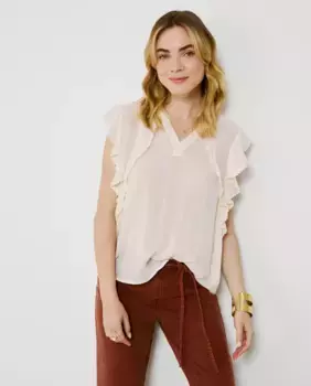 Женская блузка с рюшами Vila, бежевый