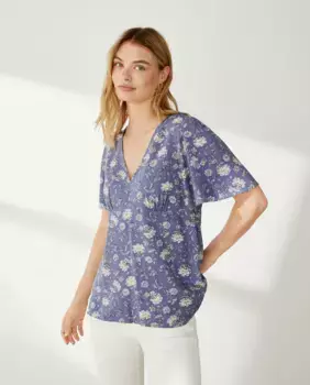 Женская блузка с струящимися рюшами Southern Cotton, синий