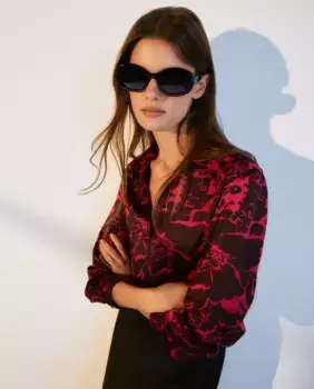 Женская блузка с V-образным вырезом и короткими рукавами Woman El Corte Ingls, розовый