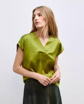 Женская блузка с V-образным вырезом и короткими рукавами Woman El Corte Ingls, зеленый