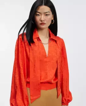 Женская блузка с V-образным вырезом и логотипом Lola Casademunt, оранжевый