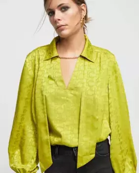 Женская блузка с V-образным вырезом и логотипом Lola Casademunt, цвет Mostaza