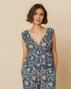 Женская блузка с V-образным вырезом и рукавами Indi & Cold, индиго