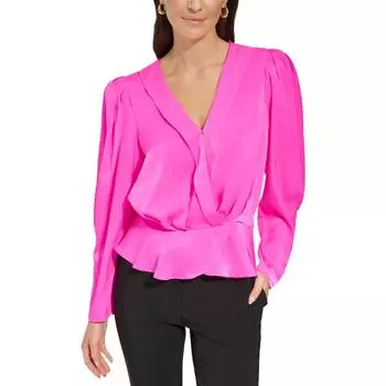 Женская блузка с V-образным вырезом и сюртуком DKNY, цвет shocking pink