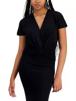 Женская блузка с V-образным вырезом и короткими рукавами Bar III, цвет deep black