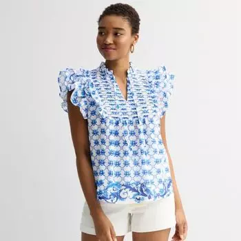 Женская блузка с воланами на рукавах Farmers Market, цвет blue tile