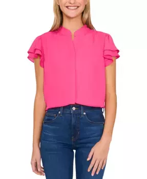 Женская блузка с воланами на рукавах и застежкой на пуговицы спереди CeCe, розовый