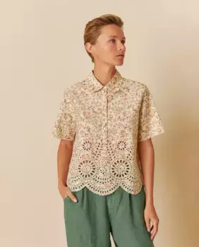 Женская блузка с воротником-поло и коротким рукавом Indi & Cold, цвет Crudo