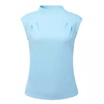 Женская блузка с воротником-стойкой, базовые трикотажные топы с короткими рукавами Hombety, цвет Sky Blue