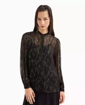 Женская блузка с воротником-стойкой и длинными рукавами Armani Exchange, черный
