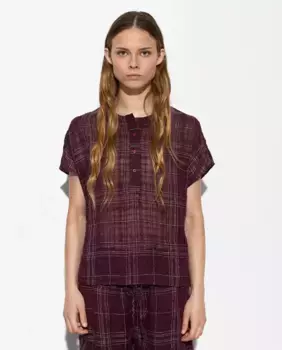 Женская блузка с воротником-стойкой и клетчатым принтом Parfois, бордовый