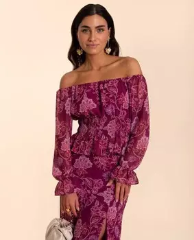 Женская блузка с вырезом бардо и присборенной талией The-Are, розовый