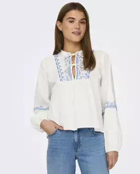 Женская блузка с вышитым принтом Only, белый