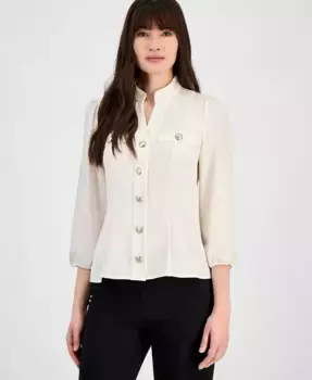 Женская блузка с высоким воротом Anne Klein, белый