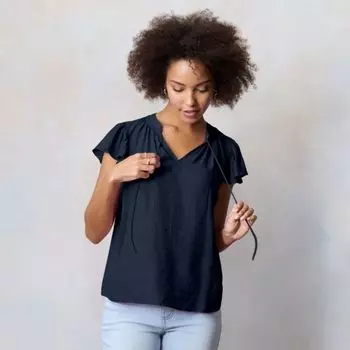 Женская блузка с запахом, рюшами и V-образным вырезом Lc Lauren Conrad, цвет navy water