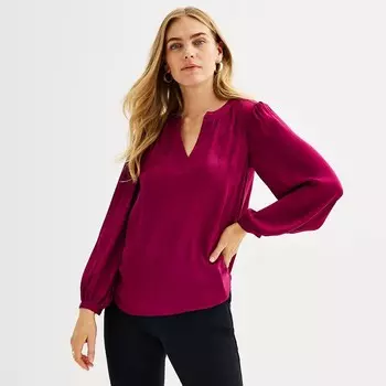 Женская блузка с защипами и Y-образным вырезом Nine West, цвет Australian Orchid