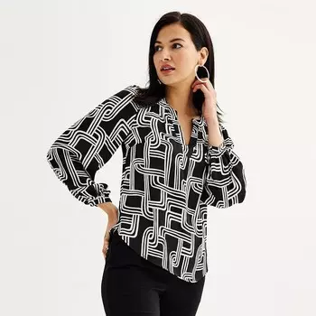 Женская блузка с защипами и Y-образным вырезом Nine West, цвет Black Small Relinks