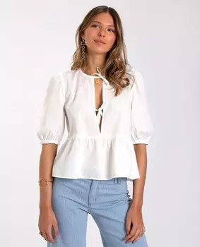 Женская блузка с завязками на горловине The-Are, белый