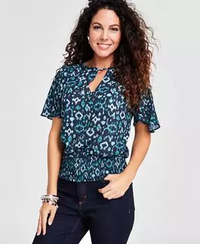 Женская блузка со сборками на подоле с принтом I.N.C. International Concepts, цвет Ina Ikat