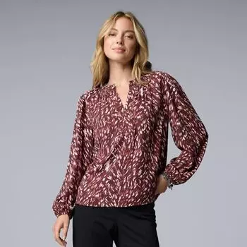 Женская блузка со сборкой на горловине Simply Vera Vera Wang, цвет pink paint texture