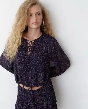 Женская блузка со шнуровкой и принтом Brownie