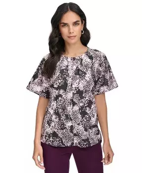 Женская блузка со складками и короткими рукавами Calvin Klein, черный