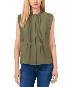 Женская блузка со складками и защипами, с короткими рукавами CeCe, зеленый