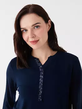 Женская блузка со свободным воротником и блестками с длинным рукавом LCW Grace