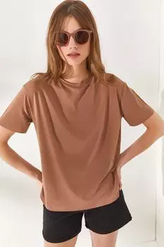 Женская блузка светло-коричневого цвета с овальным разрезом Olalook, бежевый