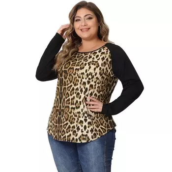 Женская блузка свободного кроя больших размеров в стиле бохо с цветными блоками, топ с длинными рукавами Agnes Orinda, цвет Leopard Black