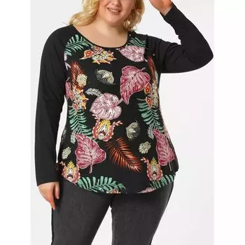 Женская блузка свободного кроя больших размеров в стиле бохо с цветными блоками, топ с длинными рукавами Agnes Orinda, черный
