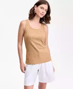 Женская блузка-топ с декором I.N.C. International Concepts, коричневый/бежевый