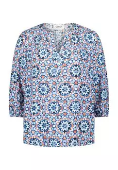 Женская блузка-топ с V-образным вырезом и принтом по всей поверхности CARTOON, цвет Cream Blue