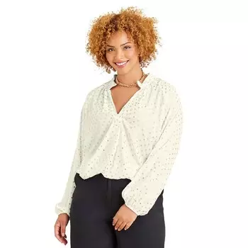 Женская блузка в горошек на клипсеCatherines больших размеров Liz&me, цвет Ivory