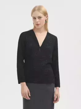 Женская блузка в горошек с V-образным вырезом Nice Things, черный