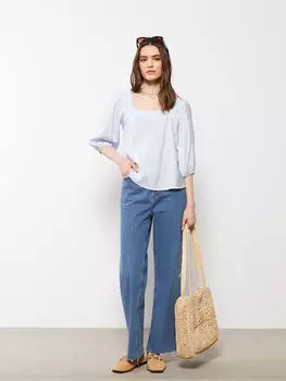 Женская блузка в клетку с U-образным вырезом LCWAIKIKI Classic