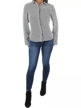 Женская блузка в полоску с разрезами на манжетах Anne Klein, цвет anne black/anne white