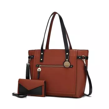 Женская большая сумка Andrys из веганской кожи Mkf Collection от Mia K MKF Collection, цвет Cognac Black