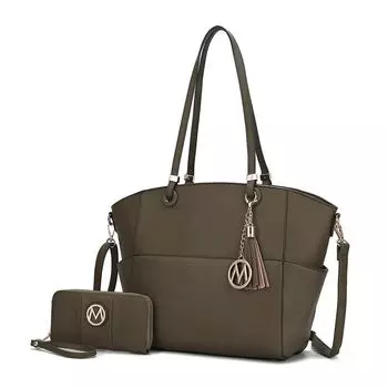 Женская большая сумка из веганской кожи MKF Collection Prisha с кошельком от Mia K, 2 шт. MKF Collection, коричневый