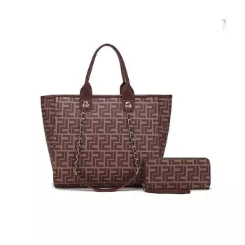 Женская большая сумка из веганской кожи Mkf Collection Marlene с кошельком от Mia K MKF Collection, цвет Coffee