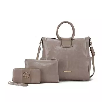 Женская большая сумка из веганской кожи Mkf Collection Zuri с чехлом и кошельком от Mia K MKF Collection, цвет Taupe