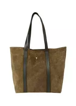 Женская большая сумка из замши и кожи цвета хаки SUET-VINTRY Fabrika, хаки