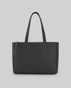 Женская большая сумка-шопер из натуральной кожи Adolfo Dominguez, черный