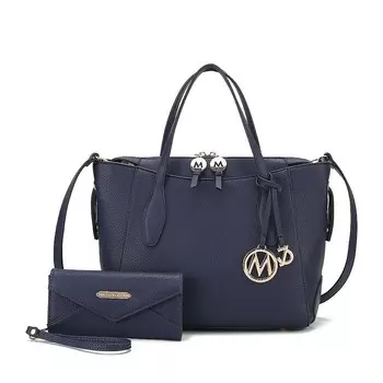 Женская большая сумка-тоут из веганской кожи MKF Collection Bruna с кошельком от Mia K, темно-синий