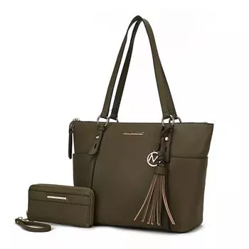 Женская большая сумка-тоут из веганской кожи MKF Collection Gloria с кошельком от Mia K, 2 шт. MKF Collection, желтый